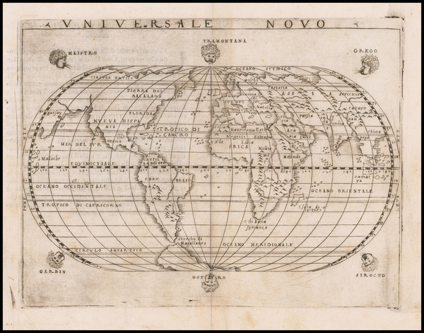 56-World Map By Giacomo Gastaldi