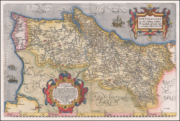 76-Portugal Map By Abraham Ortelius