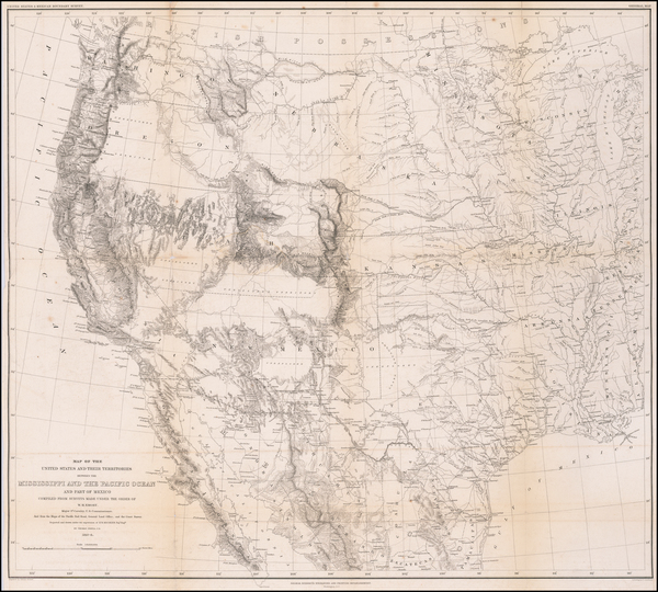34-Texas, Plains, Southwest, Rocky Mountains and California Map By William Hemsley Emory