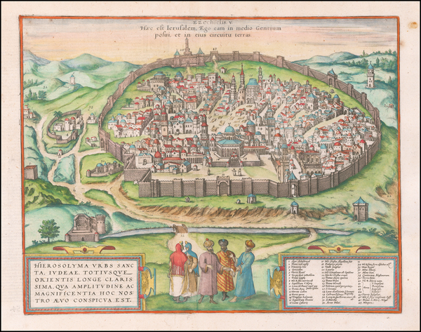 88-Holy Land Map By Georg Braun  &  Frans Hogenberg