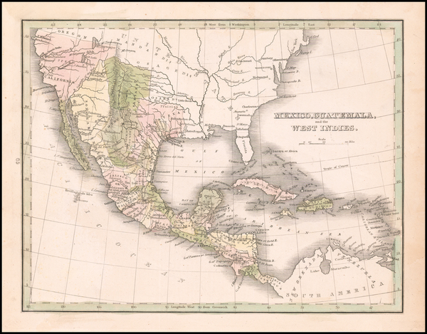 57-Texas, Southwest, Mexico and California Map By Thomas Gamaliel Bradford