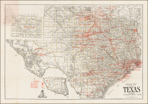 68-Texas Map By M. H. West  &  F.E. Gallup