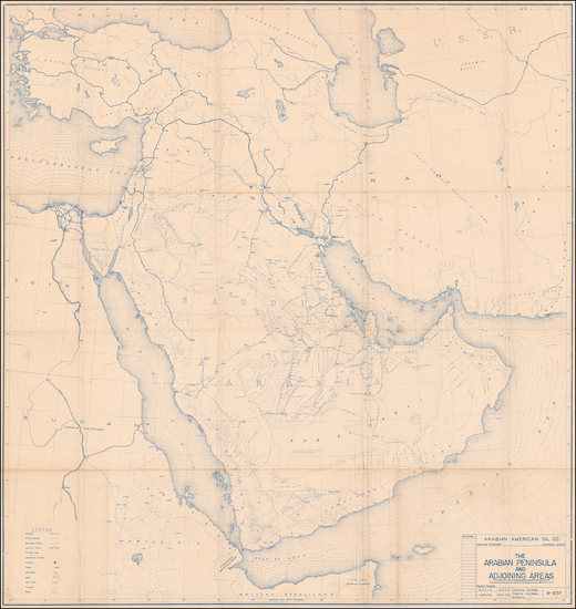 19-Middle East and Arabian Peninsula Map By Arabian American Oil Co.