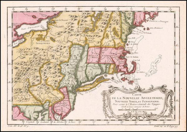 27-New England, Massachusetts, New York State, Mid-Atlantic and Pennsylvania Map By Jacques Nicola