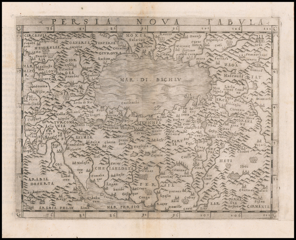 38-Central Asia & Caucasus and Middle East Map By Giacomo Gastaldi