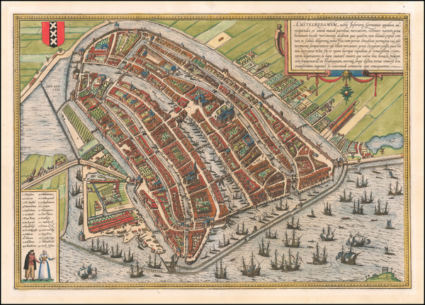 70-Netherlands Map By Georg Braun  &  Frans Hogenberg