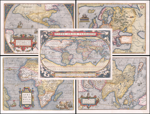 88-World, Europe, Asia, Africa and America Map By Abraham Ortelius