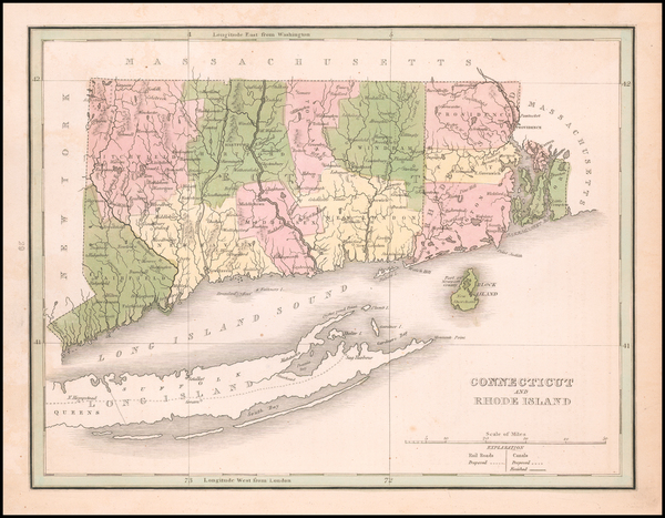 48-Connecticut and Rhode Island Map By Thomas Gamaliel Bradford