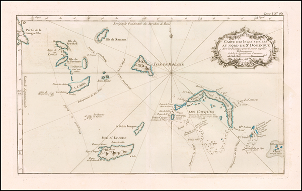 98-Bahamas and Other Islands Map By Jacques Nicolas Bellin