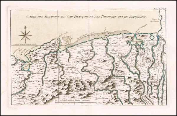 66-Hispaniola Map By Jacques Nicolas Bellin