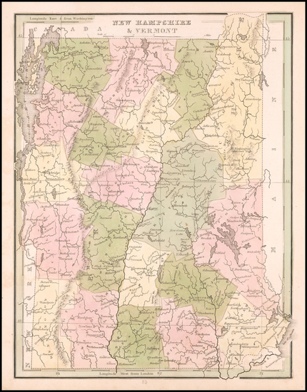 94-New Hampshire and Vermont Map By Thomas Gamaliel Bradford