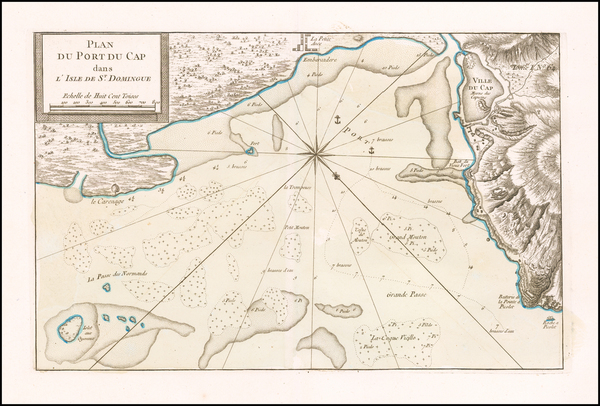 96-Hispaniola Map By Jacques Nicolas Bellin