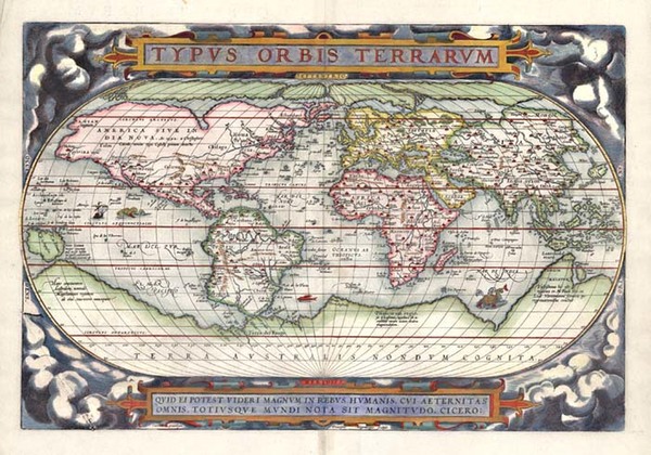 88-World and World Map By Abraham Ortelius