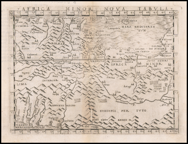34-North Africa and Balearic Islands Map By Giacomo Gastaldi