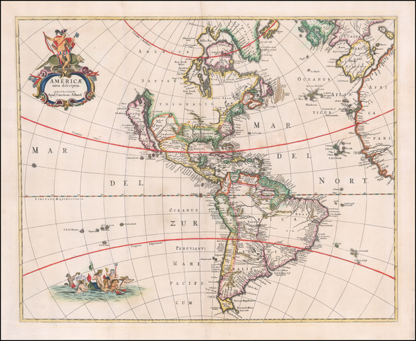 76-California as an Island and America Map By Carel Allard