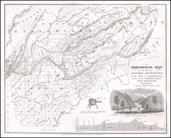 96-South, Tennessee, Southeast, Georgia and North Carolina Map By Jacob Peck