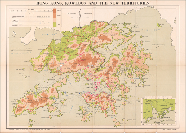 49-Hong Kong Map By Crown Lands & Survey Office Hong Kong