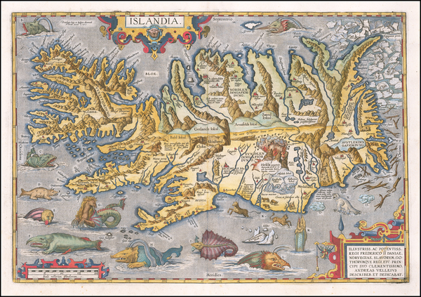 71-Iceland Map By Abraham Ortelius