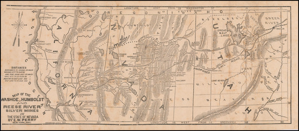 50-Southwest, Nevada, Rocky Mountains and California Map By E. W. Perry