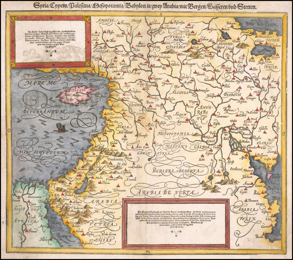 99-Cyprus, Middle East, Holy Land and Turkey & Asia Minor Map By Sebastian Munster