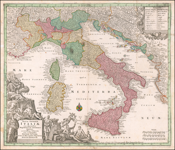 32-Italy Map By Matthaus Seutter
