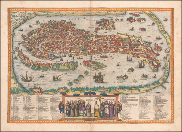 32-Venice Map By Georg Braun  &  Frans Hogenberg