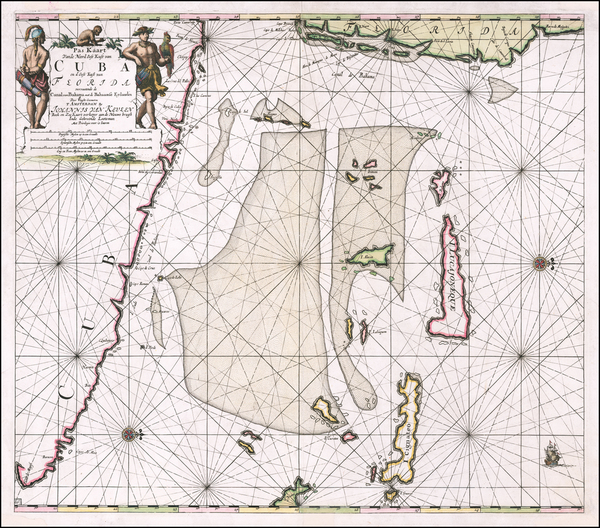 55-Florida, Cuba and Bahamas Map By Johannes Van Keulen