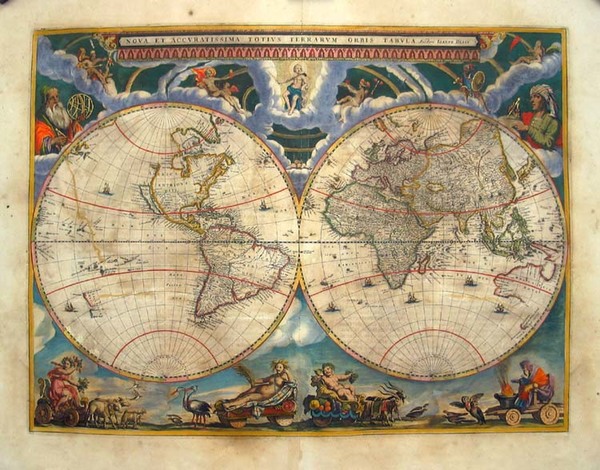 64-World and World Map By Willem Janszoon Blaeu