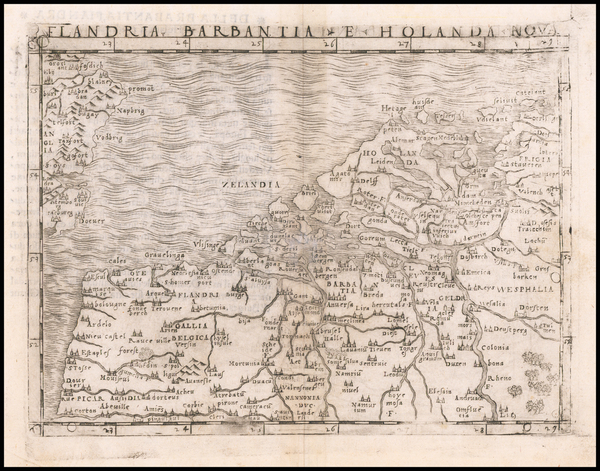 88-Netherlands and Luxembourg Map By Giacomo Gastaldi