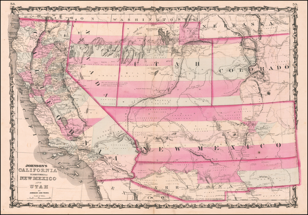 66-Arizona, Colorado, Utah, Nevada, New Mexico, Colorado, Utah and California Map By Benjamin P Wa