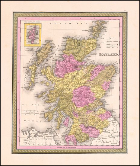 5-Scotland Map By Samuel Augustus Mitchell