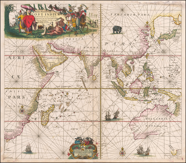 67-Indian Ocean, India, Southeast Asia, Philippines, Middle East and Australia Map By Johannes Van