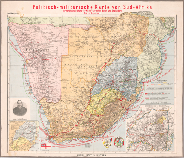 62-South Africa Map By Justus Perthes - Paul Langhans