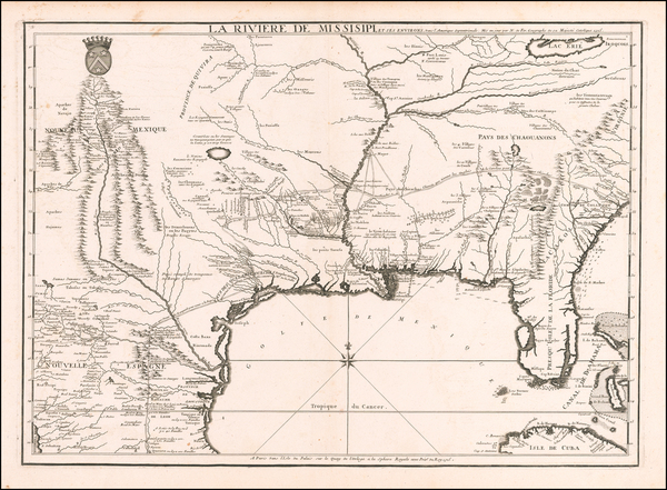 63-South, Southeast, Texas and Midwest Map By Nicolas de Fer