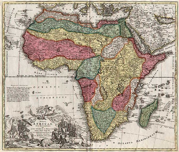 77-Africa and Africa Map By Johann Baptist Homann