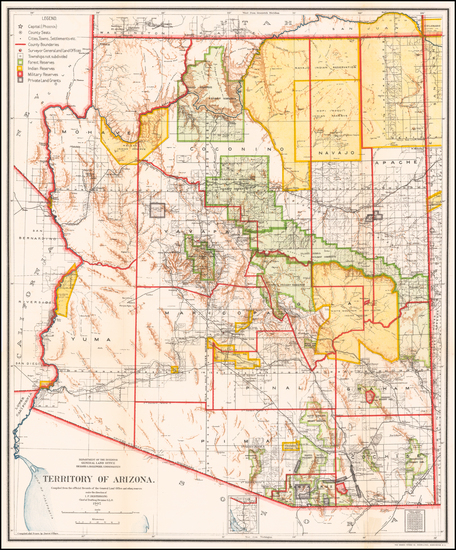 32-Arizona Map By General Land Office