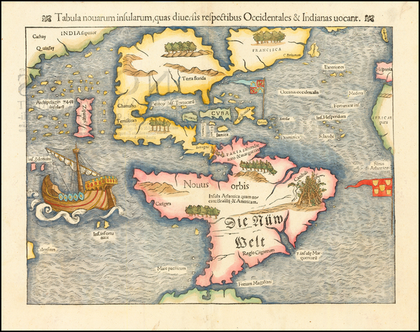 46-Western Hemisphere, North America, South America, Pacific and America Map By Sebastian Munster