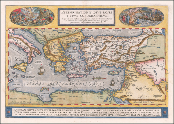 67-Mediterranean, Middle East, Holy Land, Turkey & Asia Minor and Greece Map By Abraham Orteli