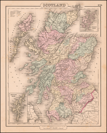 60-Scotland Map By Joseph Hutchins Colton