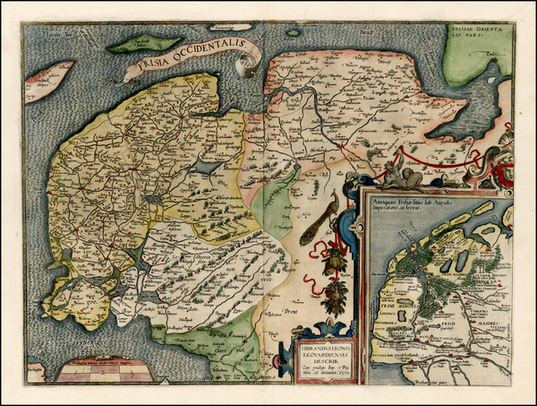 22-Netherlands Map By Abraham Ortelius