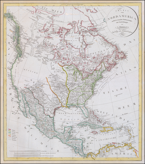 14-United States, Southeast and North America Map By Christian Gottlieb Reichard