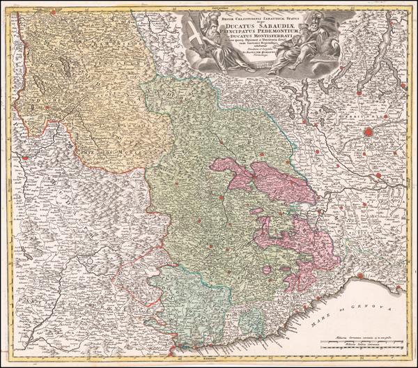 53-Switzerland, Northern Italy and Sud et Alpes Française Map By Johann Baptist Homann