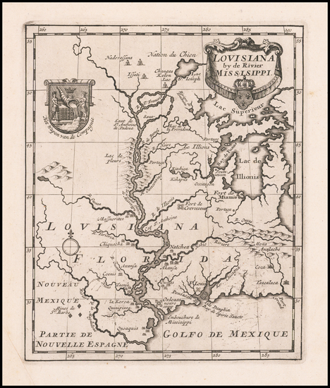 98-South, Louisiana, Texas, Midwest and Illinois Map By John Law