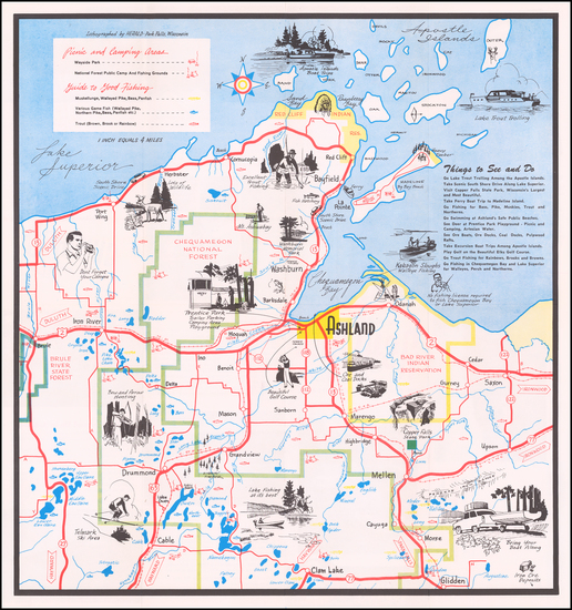 95-Wisconsin and Pictorial Maps Map By Ashland Chamber of Commerce