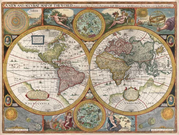 39-World, World, Celestial Maps and Curiosities Map By John Speed