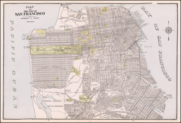 60-San Francisco & Bay Area Map By George F. Cram