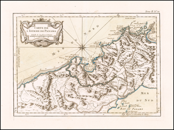 57-Central America Map By Jacques Nicolas Bellin