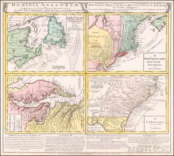 32-New England, Mid-Atlantic and Southeast Map By Homann Heirs