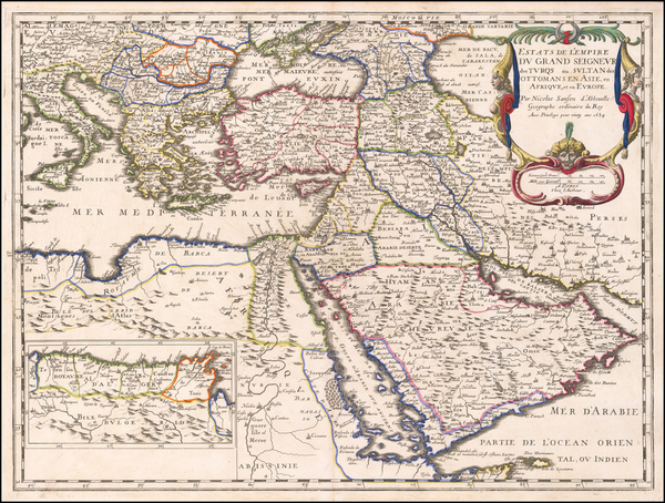 57-Turkey, Middle East, Arabian Peninsula and Turkey & Asia Minor Map By Nicolas Sanson