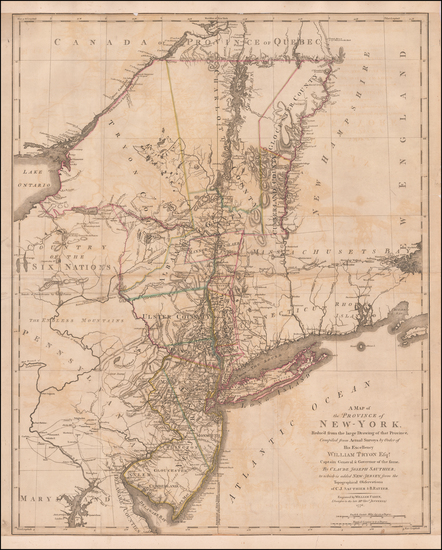 85-Vermont, New York State, Mid-Atlantic, New Jersey and American Revolution Map By Claude Joseph 